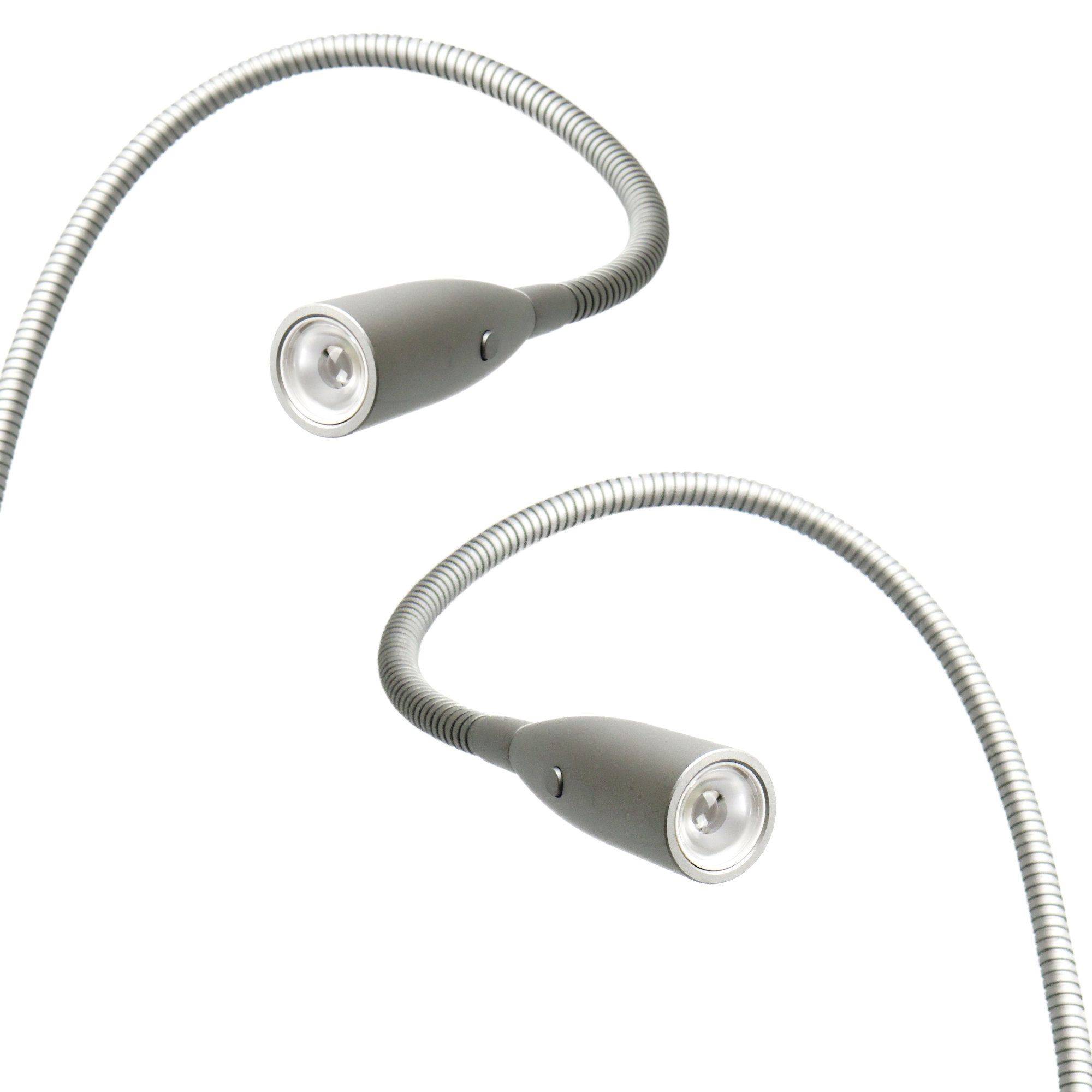 kalb | LED Bettleuchte Aluminium silbergrau warmweiß Leseleuchte Nachttischlampe