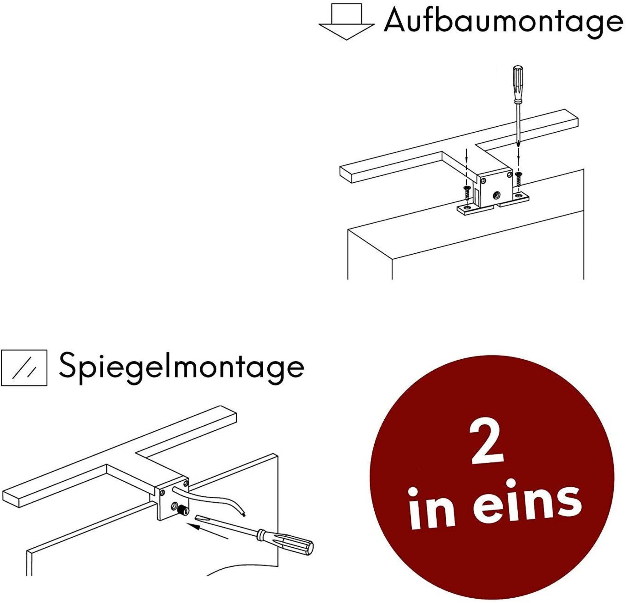 kalb | LED Badleuchte 300mm verchromt Spiegelleuchte 230V warmweiss od. neutralweiss