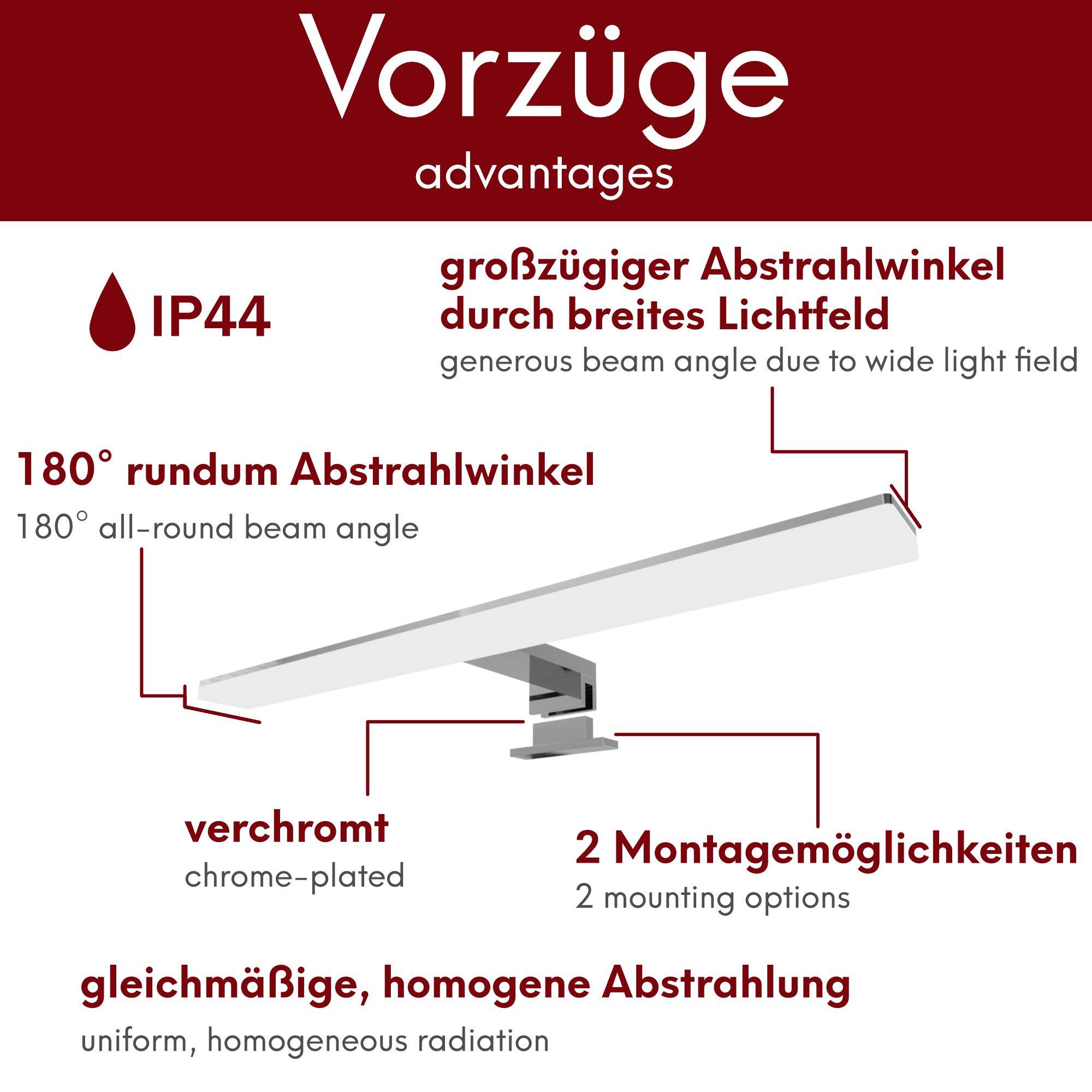 kalb | Selma LED Spiegel Spiegelleuchte Badleuchte Spiegellampe 450mm warmweiss neutralweiss