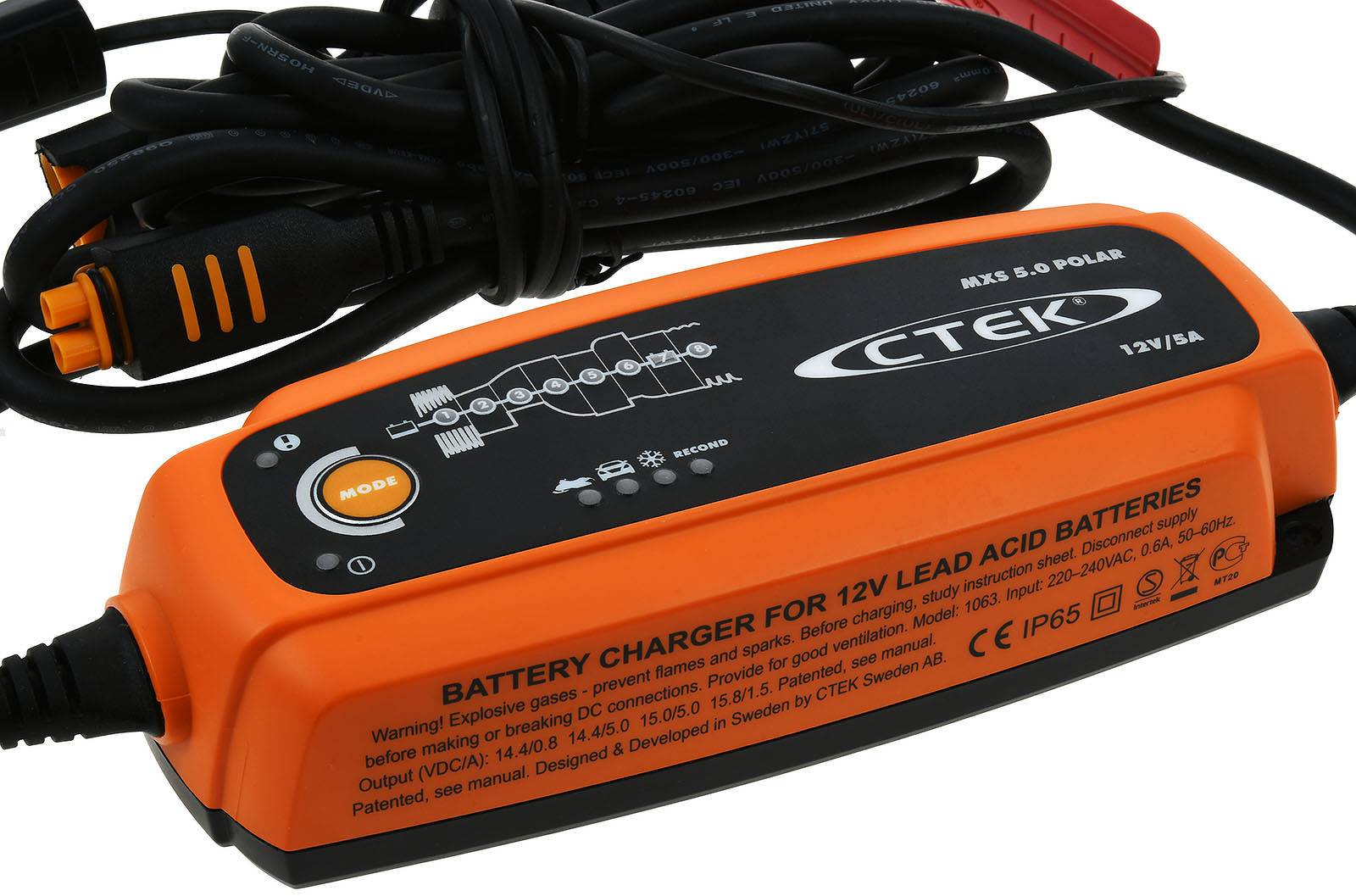 CTEK MXS 5.0 Polar (56-855) Batterie-Ladegerät, vollautomatisch u.a. für Auto, Boot u.a. 12V 5A EU, 12V