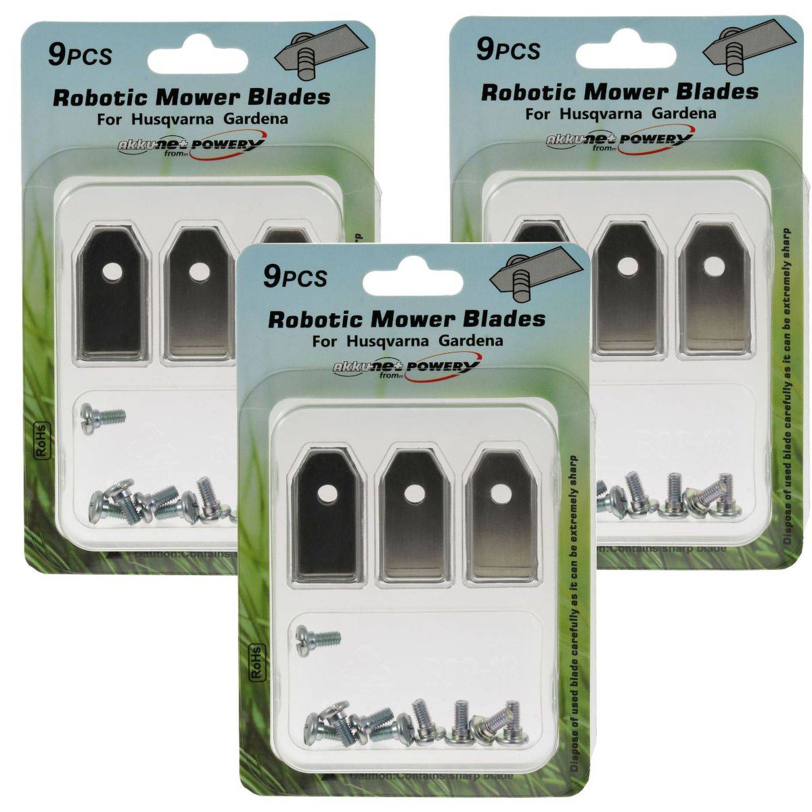 Powery 27x Ersatz-Messer Klingen / Schneid-Klingen (0,75mm) kompatibel mit Husqvarna, Gardena Mähroboter