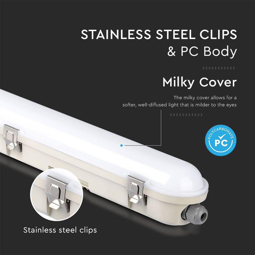 LED Deckenleuchte Feuchtraum 120 cm Feuchtraumwannenleuchte LED Garagenlampe LED Röhre, Tageslicht Kaltweiß, 1x LED 36 Watt 4320 Lumen, Reihenschalt