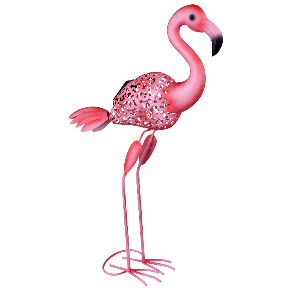 Solarlampen für Außen Figur Garten Skulptur Außenleuchte Solar Gartenlampen Flamingo Form, mit Erdspieß pink, 1x LED, H 74 cm