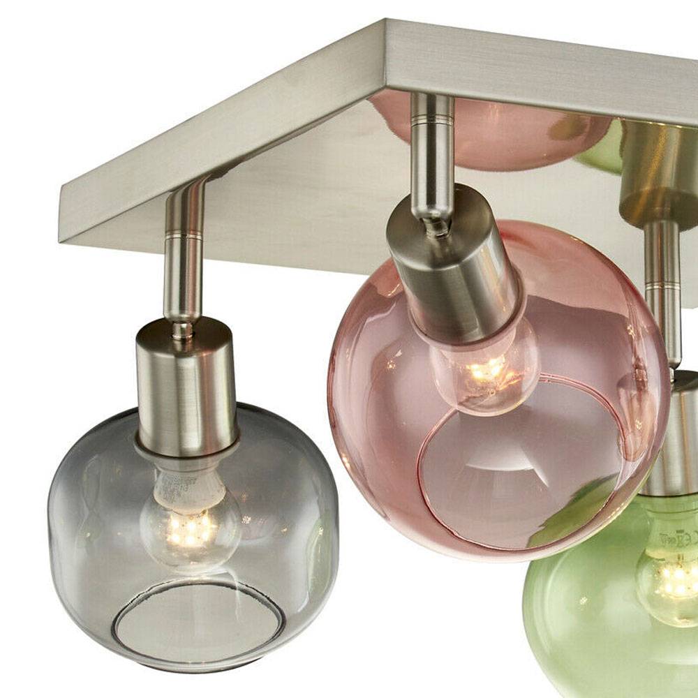 Deckenstrahler 4 Flammig Modern Deckenlampe schwenkbar 4 Flammige Deckenleuchte, mit verschiedenen Lampenschirmen aus Glas, 4x E14, L 30 cm