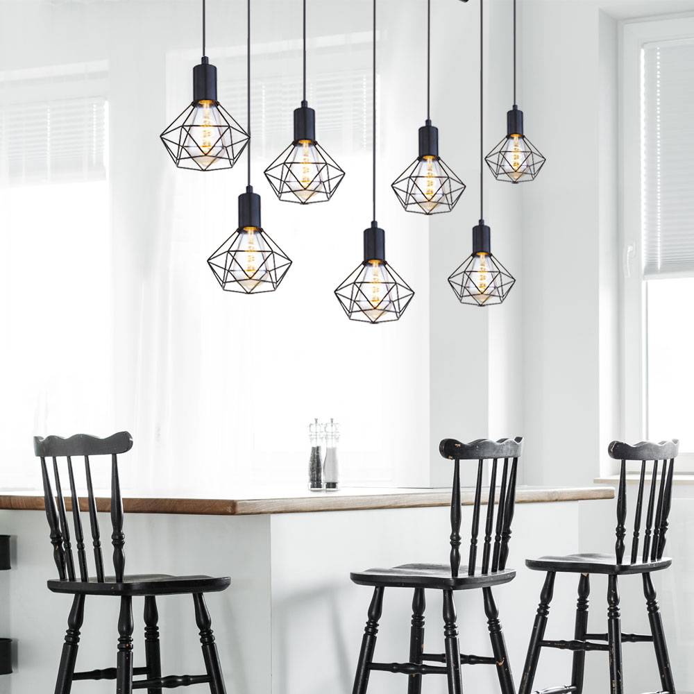 Pendel Leuchte Balken Wohn Ess Zimmer Beleuchtung Käfig Hänge Decken Lampe schwarz-matt höhen verstellbar