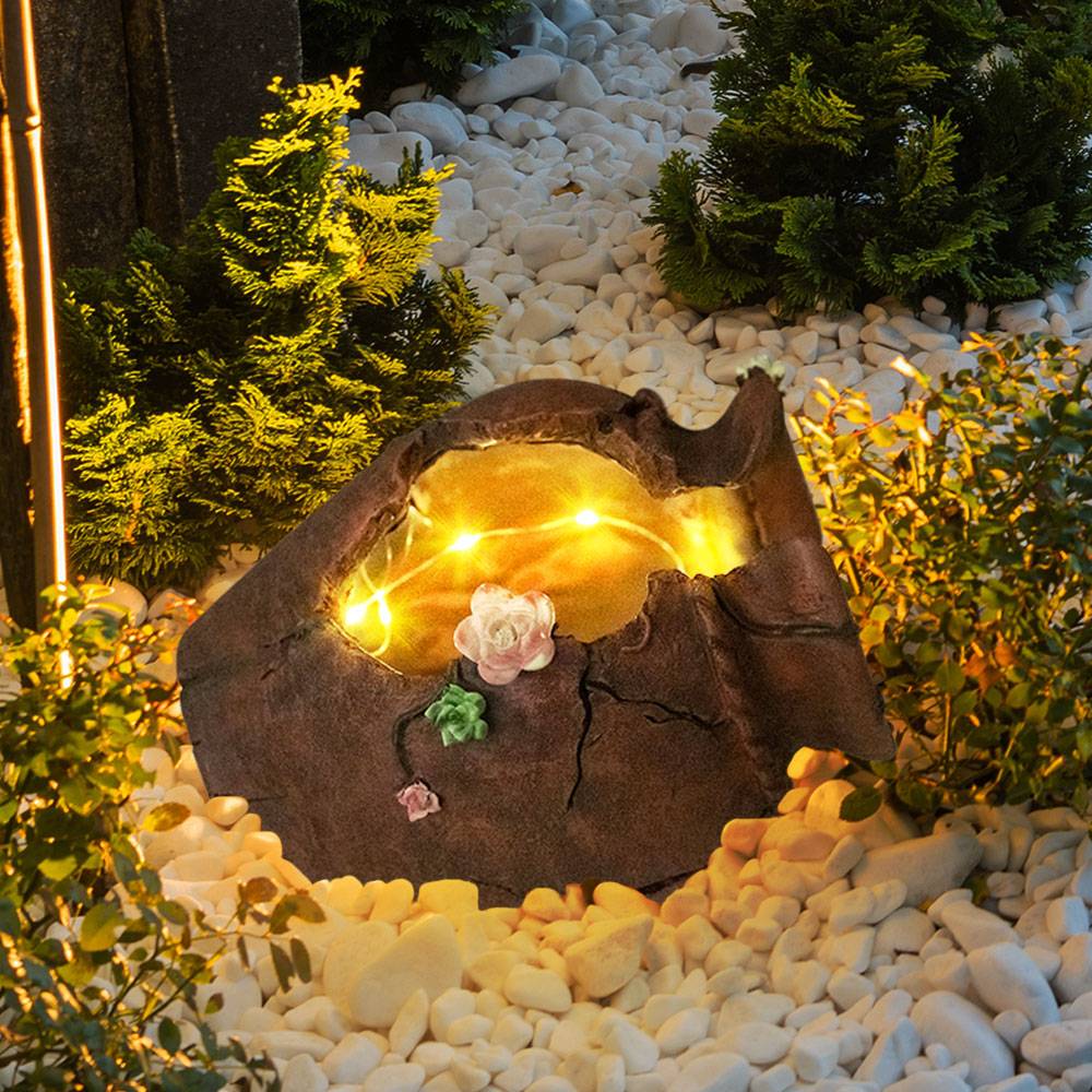 Solar Blumentopf Pflanzgefäß Beleuchtet Deko Licht für Haus und Garten Blumenvase Antik, Lichteffekt Römer Gefäß, 1x LED warmweiß, LxH 27x20 cm