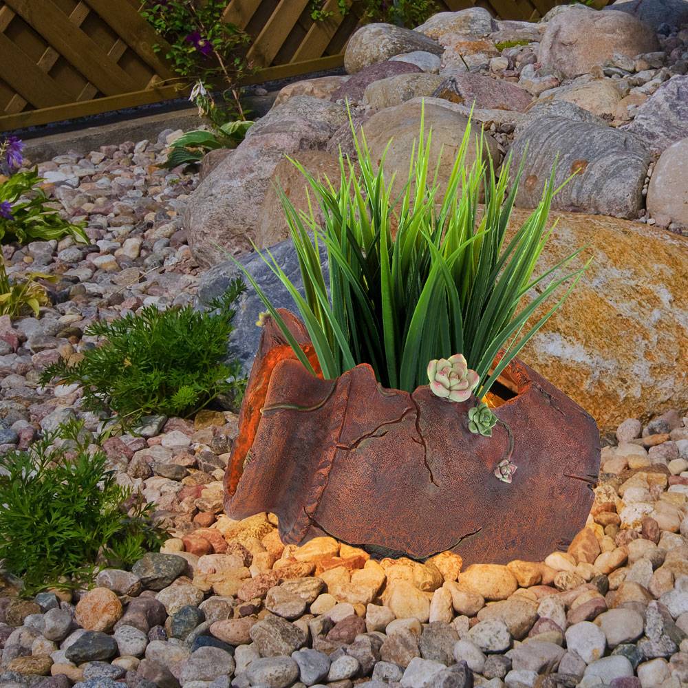 Solar Blumentopf Pflanzgefäß Beleuchtet Deko Licht für Haus und Garten Blumenvase Antik, Lichteffekt Römer Gefäß, 1x LED warmweiß, LxH 27x20 cm