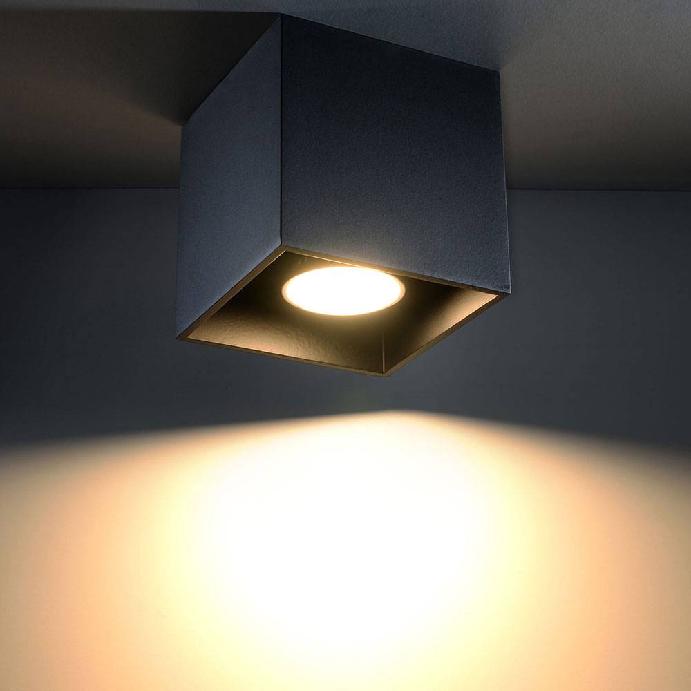 Aufbaustrahler schwarz Deckenleuchte schwarz eckig Aufbauleuchte GU10 Spot Aufputz, Aluminium, 1x GU10, LxH 10x10 cm