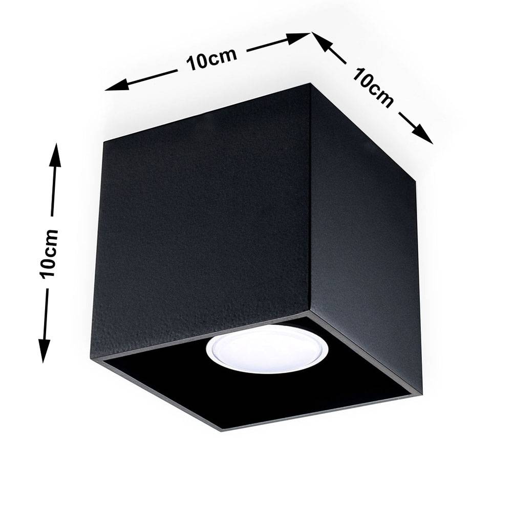 Aufbaustrahler schwarz Deckenleuchte schwarz eckig Aufbauleuchte GU10 Spot Aufputz, Aluminium, 1x GU10, LxH 10x10 cm