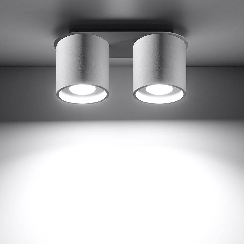 Weiße Deckenleuchte für die Küche Aluminium runde moderne Deckenlampe Loft 2 flammig, Spot, LxBxH 26x12x11 cm, Esszimmer