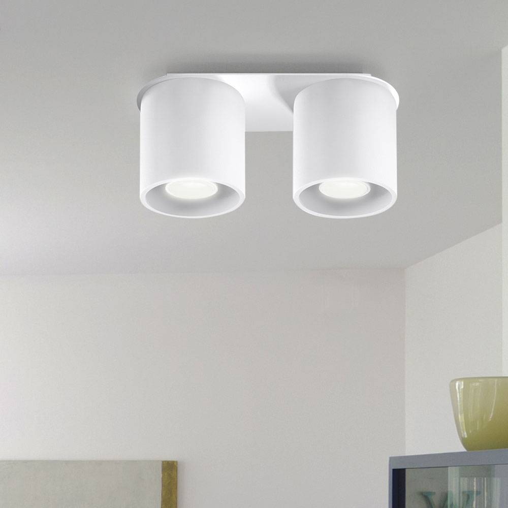 Weiße Deckenleuchte für die Küche Aluminium runde moderne Deckenlampe Loft 2 flammig, Spot, LxBxH 26x12x11 cm, Esszimmer