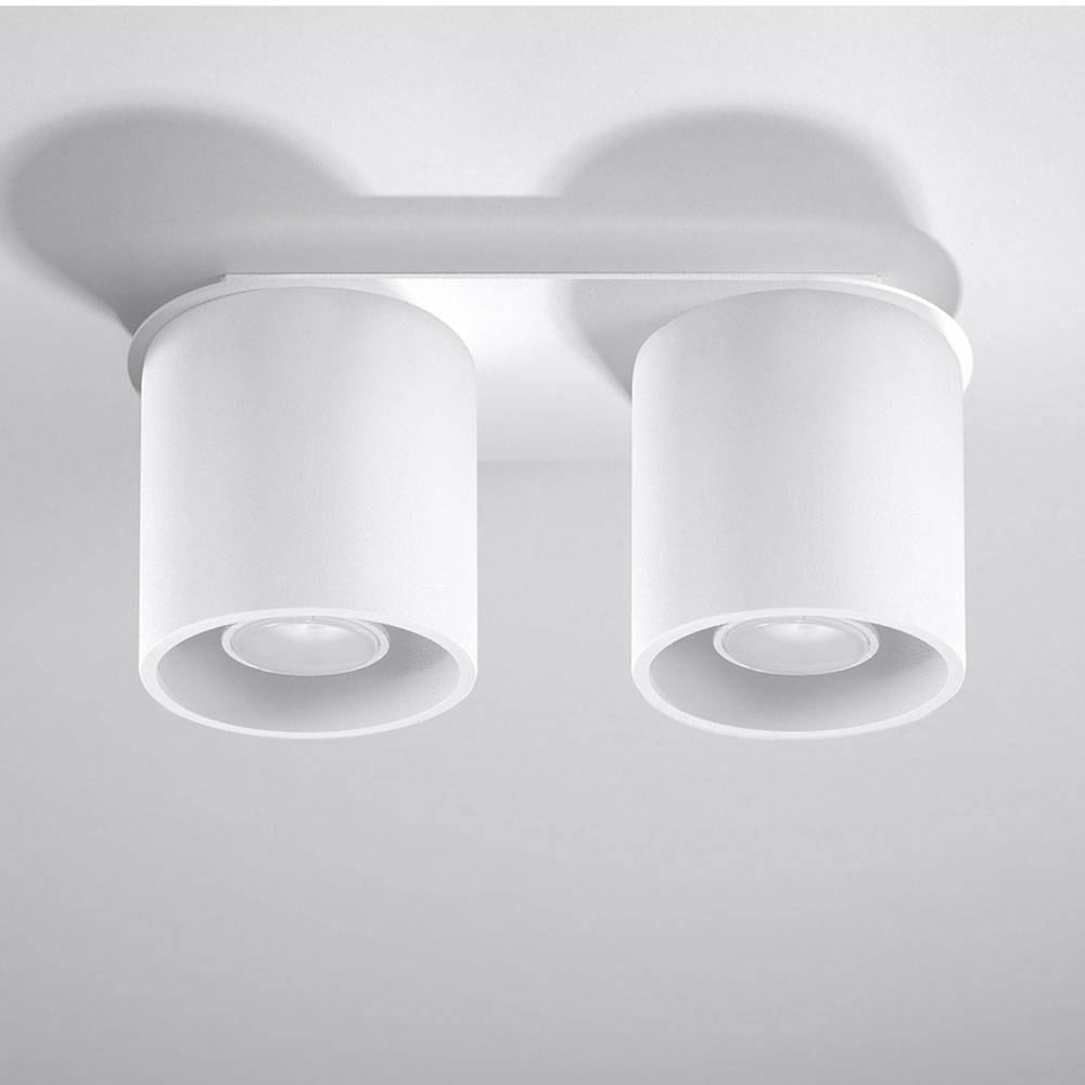 Weiße Deckenleuchte für die Küche Aluminium runde moderne Deckenlampe Loft 2 flammig, Spot, LxBxH 26x12x11 cm, Esszimmer