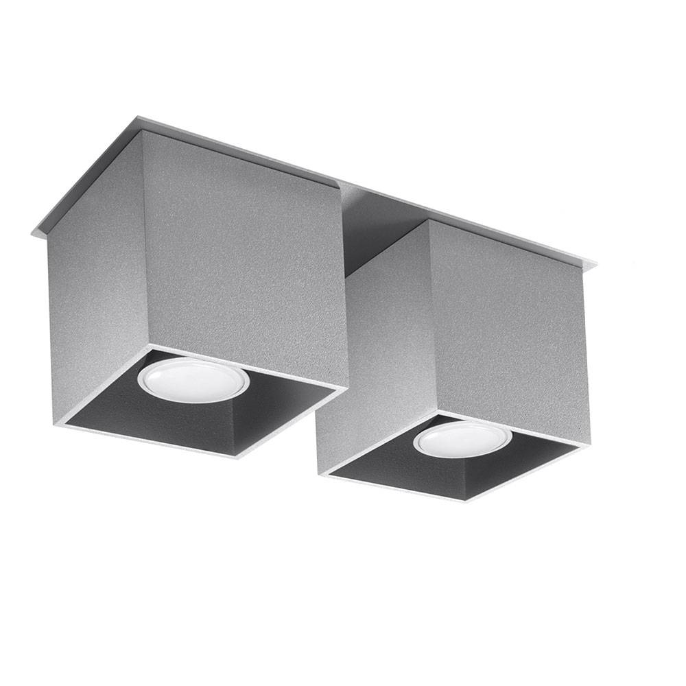 Deckenstrahler modern Designer Küchenlampen Strahler 2 flammig Aufbauleuchte grau​, Aluminium, 2x GU10, LxH 26 x 11 cm