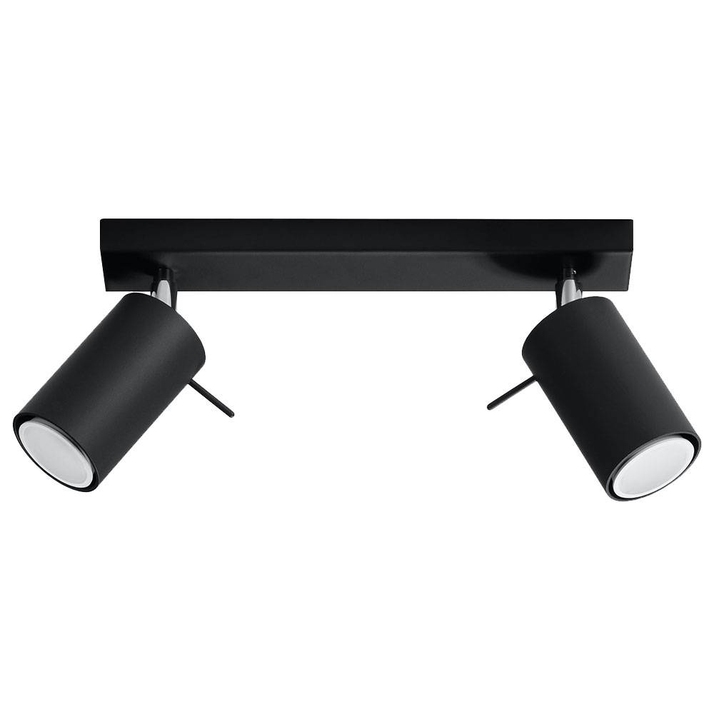 Deckenlampe verstellbar Deckenleuchte schwarz Metall Deckenleuchte 2 Strahler, 2 flammig Stahl, 2x GU10, LxH 30 x 15 cm