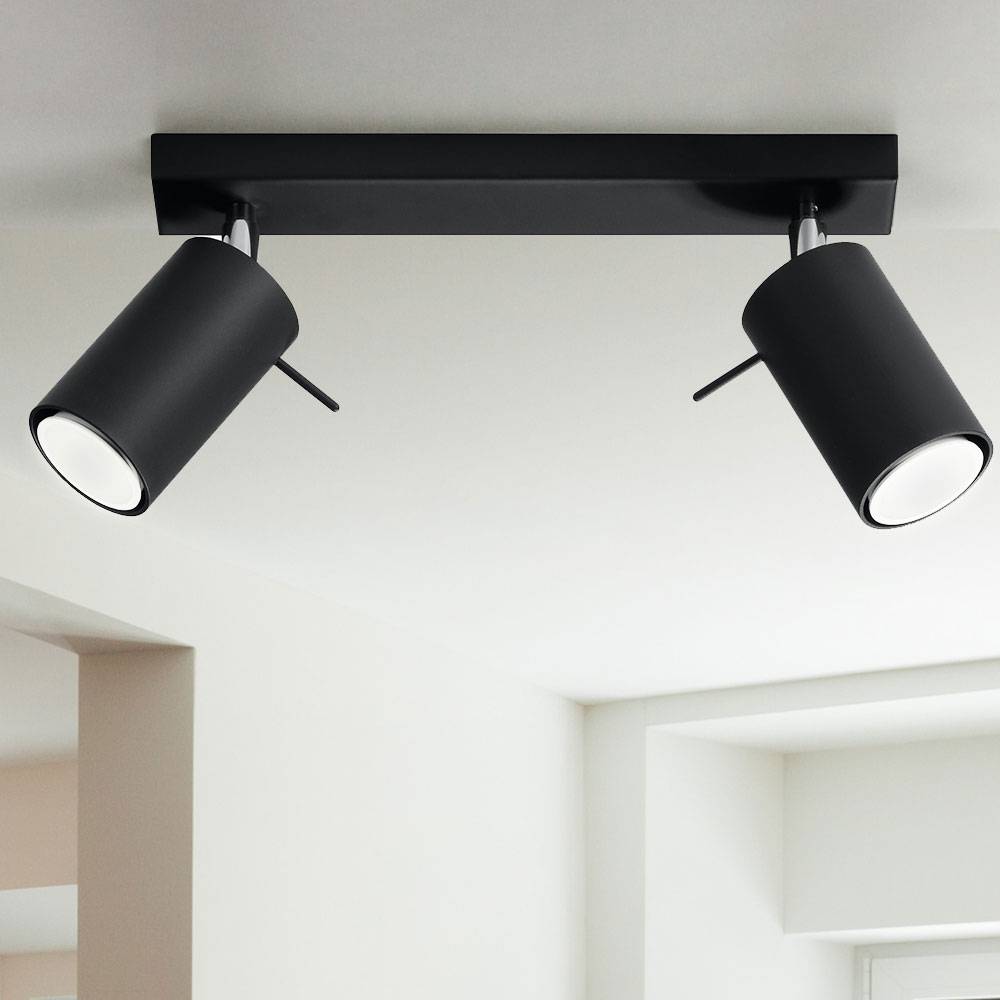 Deckenlampe verstellbar Deckenleuchte schwarz Metall Deckenleuchte 2 Strahler, 2 flammig Stahl, 2x GU10, LxH 30 x 15 cm