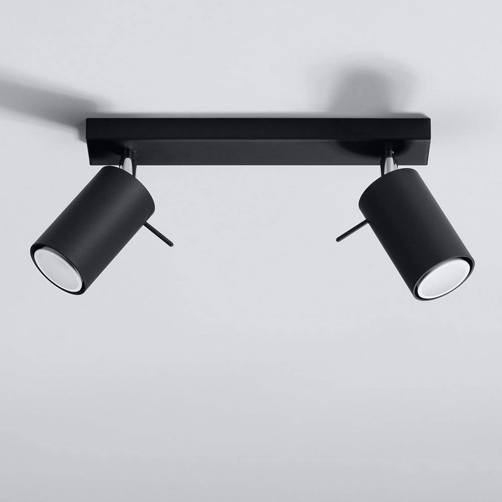 Deckenlampe verstellbar Deckenleuchte schwarz Metall Deckenleuchte 2 Strahler, 2 flammig Stahl, 2x GU10, LxH 30 x 15 cm