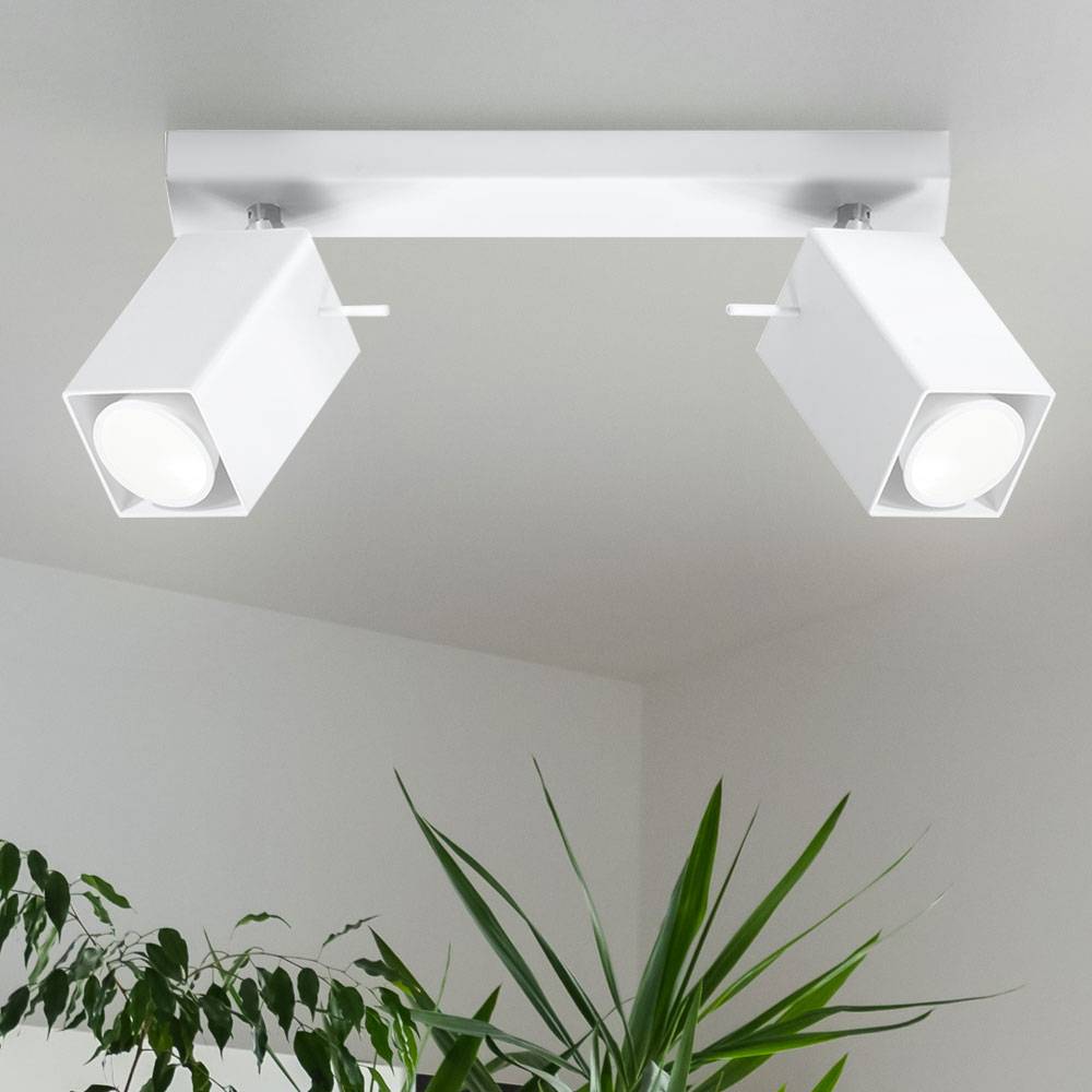 Strahler Deckenleuchte 2 flammig Strahler 2 flammig Deckenlampe weiß, Spots beweglich Stahl, 2x GU10, LxH 30 x 15 cm