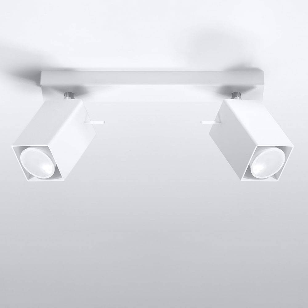 Strahler Deckenleuchte 2 flammig Strahler 2 flammig Deckenlampe weiß, Spots beweglich Stahl, 2x GU10, LxH 30 x 15 cm