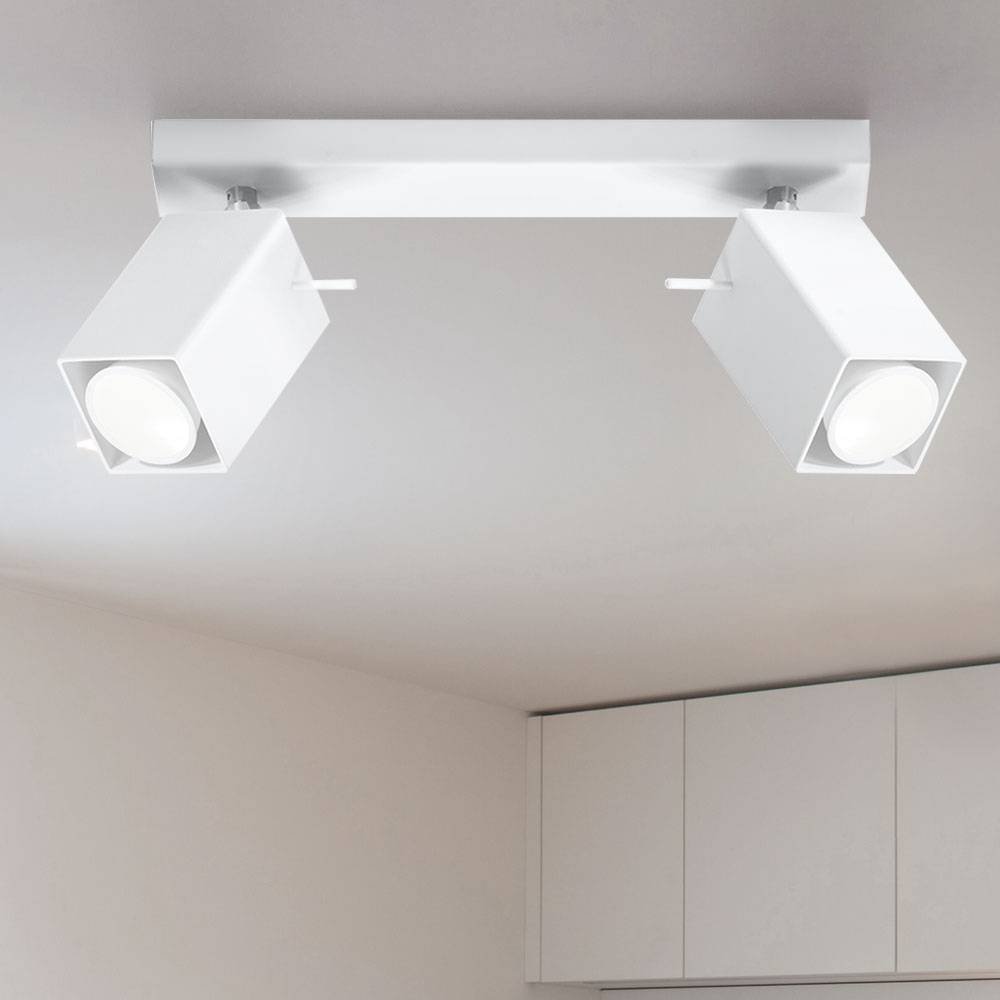 Strahler Deckenleuchte 2 flammig Strahler 2 flammig Deckenlampe weiß, Spots beweglich Stahl, 2x GU10, LxH 30 x 15 cm