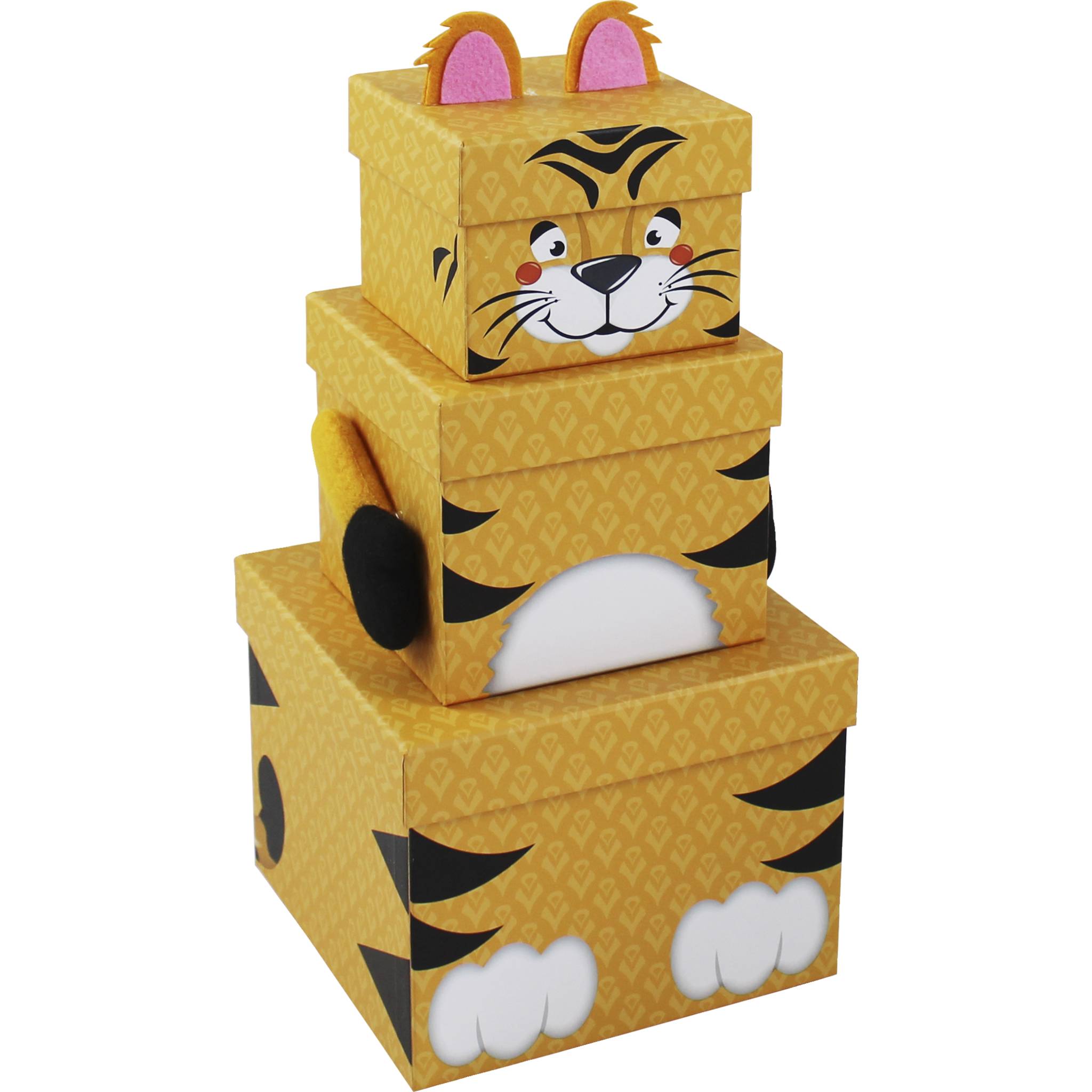 Clairefontaine Set mit 3 viereckigen Schachteln, Tiger - Orange K-29058-BXC