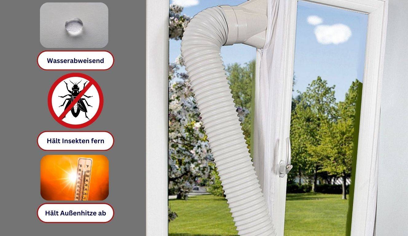 WDH Window Kit/Fensterabdichtung Klimagerät - Kein Eindringen von Außenhitze, warmer Abluft, Feuchtigkeit