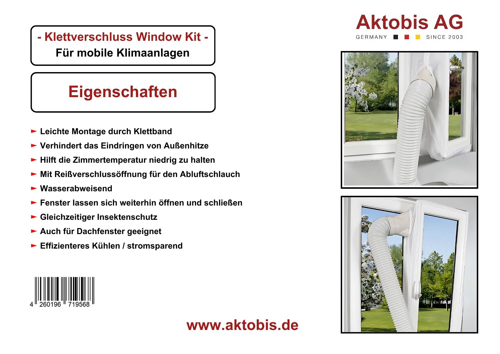 WDH Window Kit/Fensterabdichtung Klimagerät - Kein Eindringen von Außenhitze, warmer Abluft, Feuchtigkeit