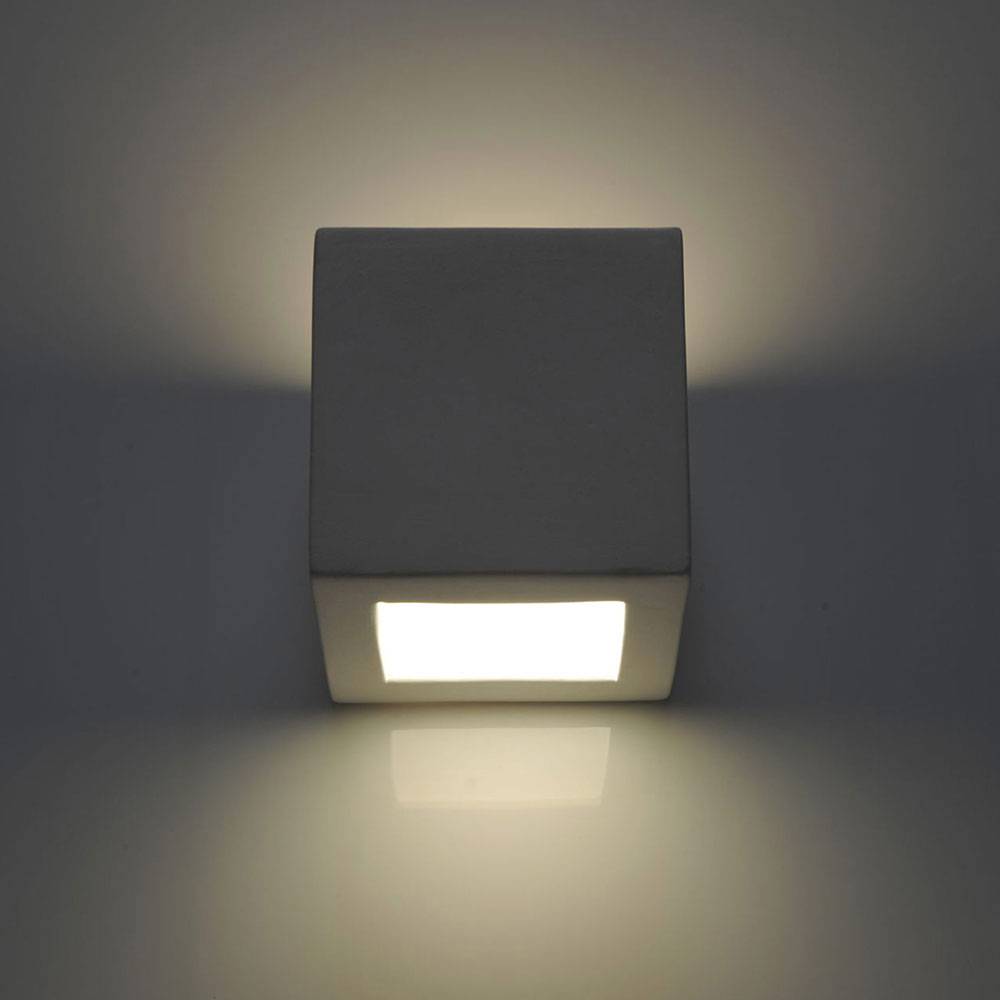 Glas Wandlampe Innen modern Up and Down Wandleuchten Wandleuchte Keramik, weiß Überstreichbar, 1x E27, LxBxH 15x15x15 cm