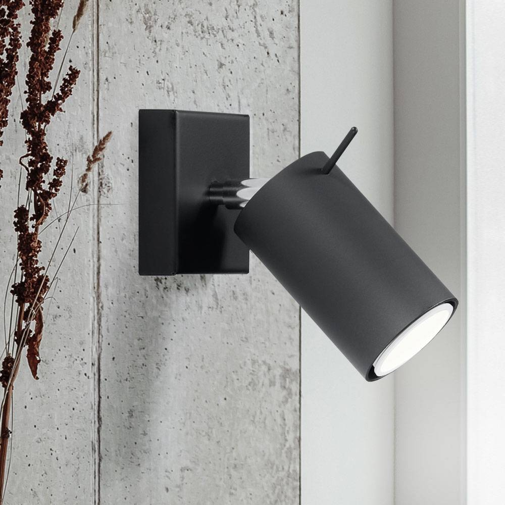 Wandspot schwarz Wandleuchte Spot schwarze Wandlampe, Strahler verstellbar, 1x GU10, LxHxT 8 x 10 x 15 cm