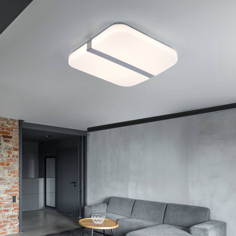 Deckenlampe opal LED Wohnzimmerlampe Deckenleuchte Küchenleuchte Flurlampe, 28 Watt 1000 Lumen 3000 Kelvin, LxBxH 33,5x33,5x6,7 cm