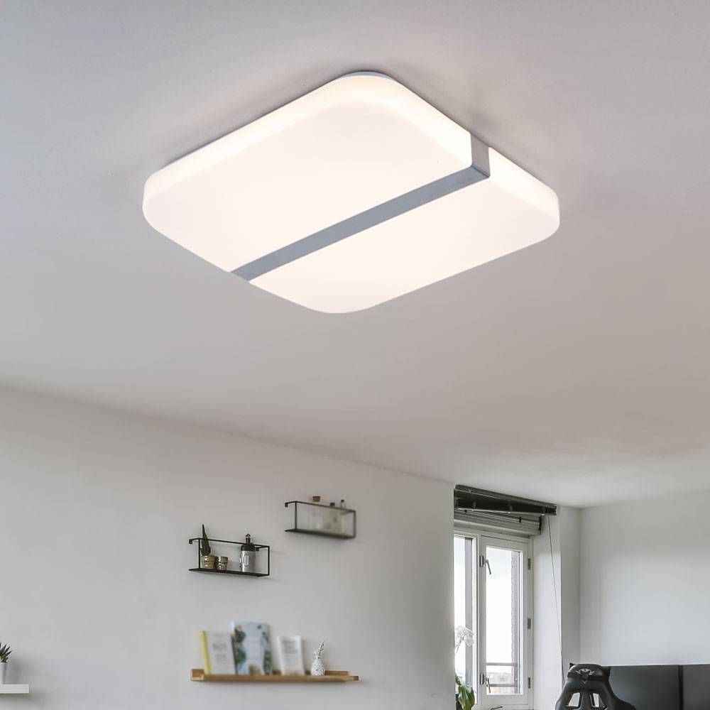 Deckenlampe opal LED Wohnzimmerlampe Deckenleuchte Küchenleuchte Flurlampe, 28 Watt 1000 Lumen 3000 Kelvin, LxBxH 33,5x33,5x6,7 cm