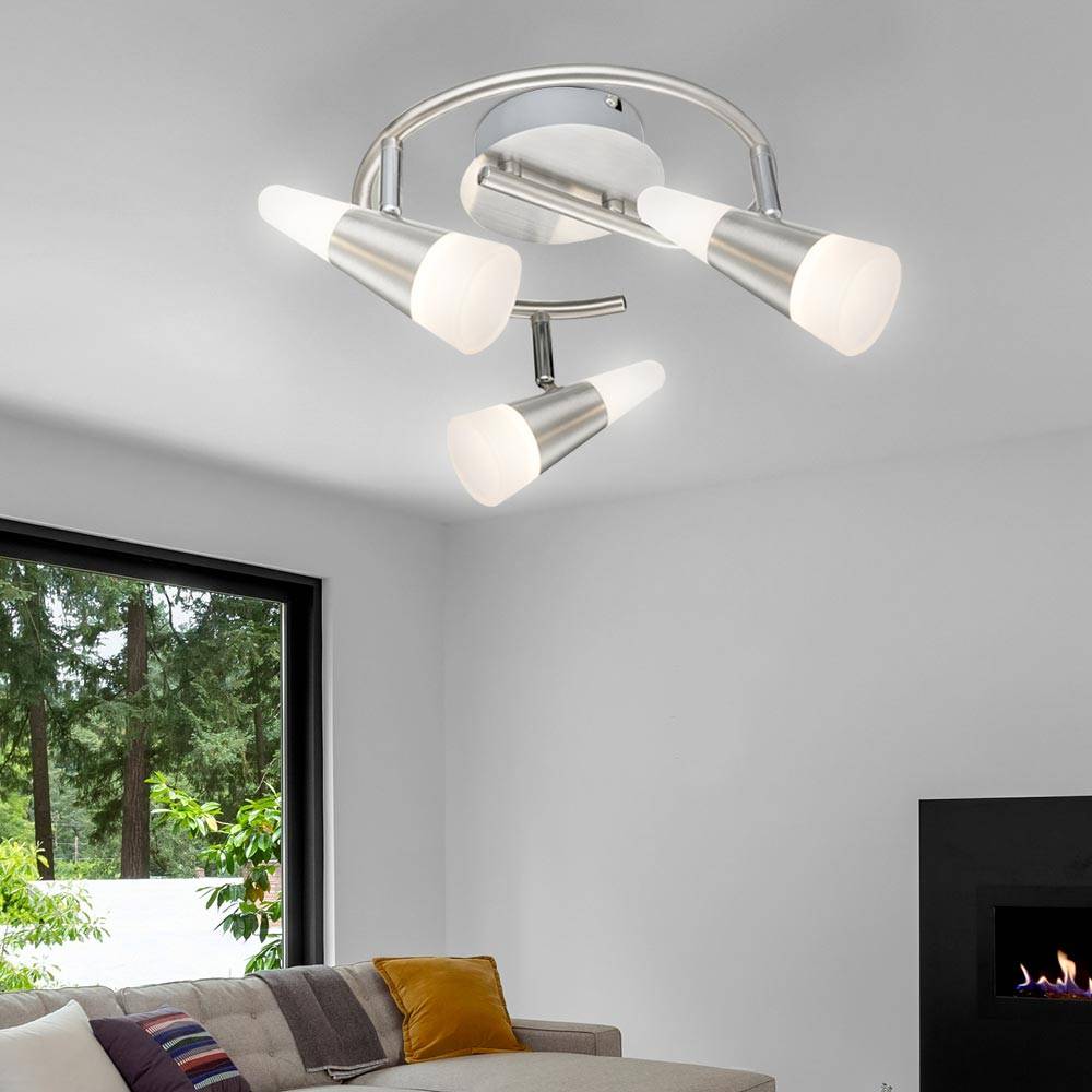 Deckenleuchte 3 Strahler Spotrondell Wohnzimmerlampe Deckenlampe LED verstellbar, Up Down Strahler, 3x 5W 300Lm warmweiß, DxH 25x16 cm