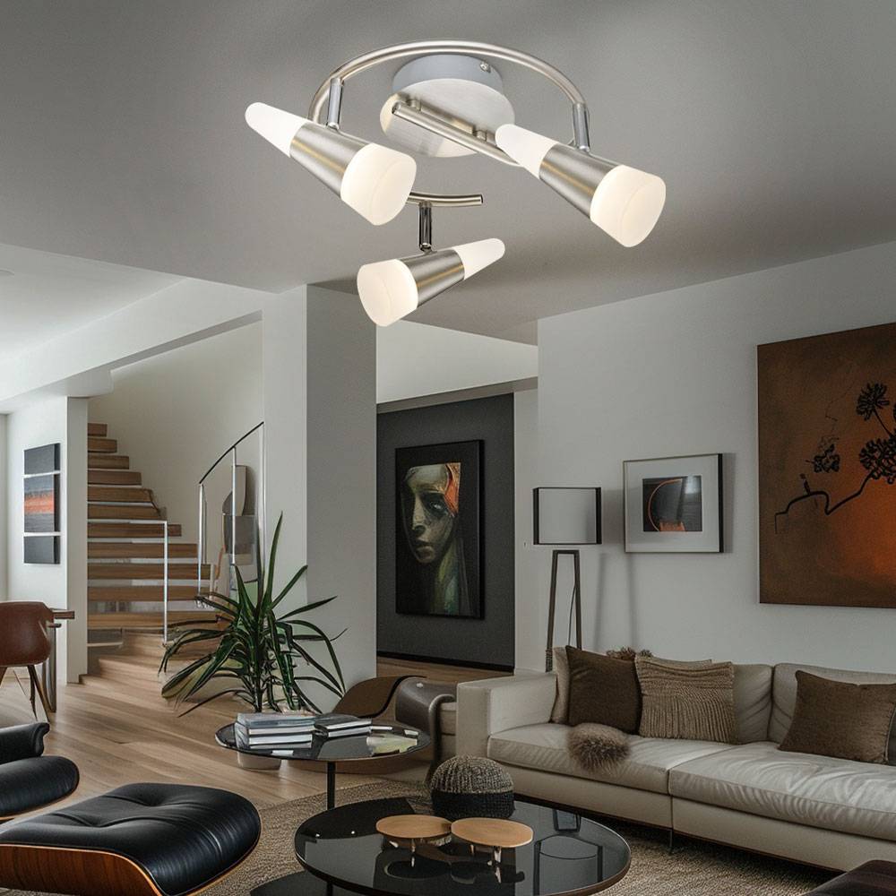 Deckenleuchte 3 Strahler Spotrondell Wohnzimmerlampe Deckenlampe LED verstellbar, Up Down Strahler, 3x 5W 300Lm warmweiß, DxH 25x16 cm