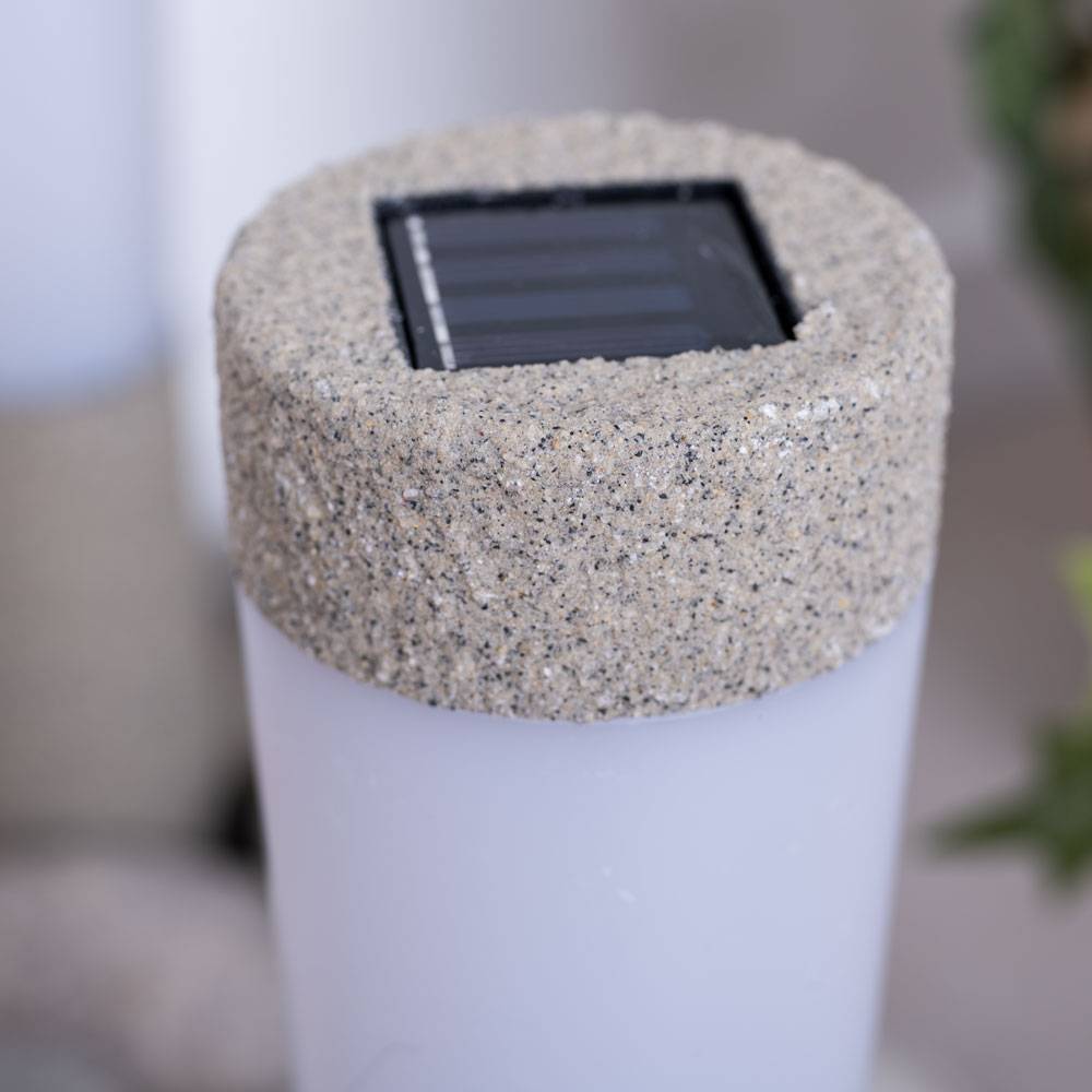 Solarlampen Garten Steinoptik Wegbeleuchtung Außen Solar Solarleuchten Set für Außen, mit Erdspieß, 1x LED Akku kaltweiß, H 45,6 cm, 2er Set