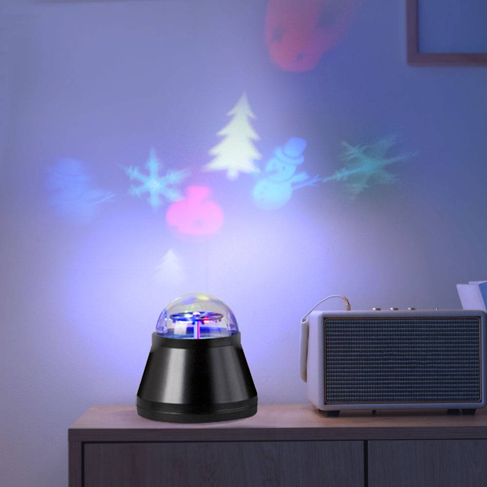 Tischleuchte Tischlampe Schlafzimmerleuchte, Kinderlampe mit bunten Motiven, Projektionslicht, Dekoleuchte, schwarz, LED 4 W, DxH 10x10,5 cm, 3er