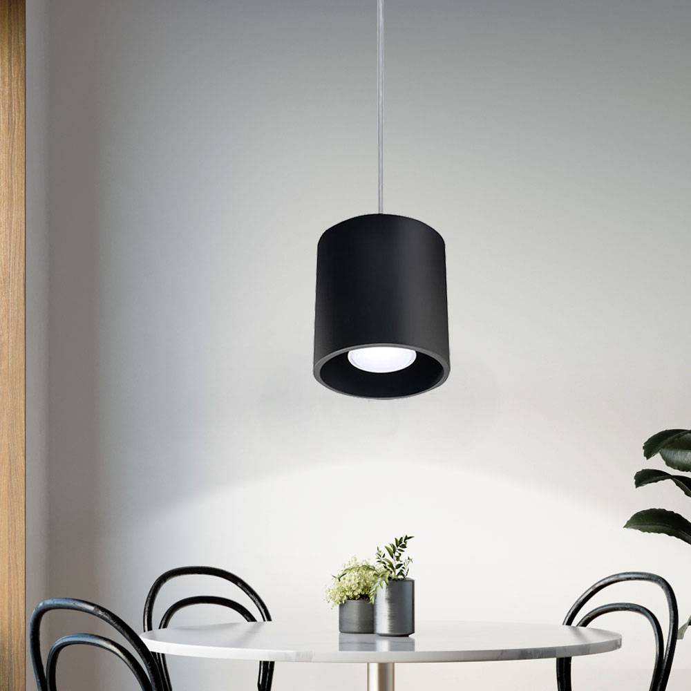 Pendelleuchte Zylinder Esszimmer Wohnzimmerlampe hängend Pendelleuchte schwarz, Aluminium, 1x GU10, DxH 10x80 cm