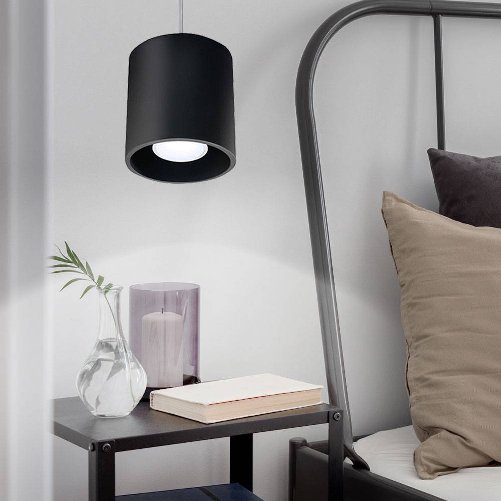 Pendelleuchte Zylinder Esszimmer Wohnzimmerlampe hängend Pendelleuchte schwarz, Aluminium, 1x GU10, DxH 10x80 cm