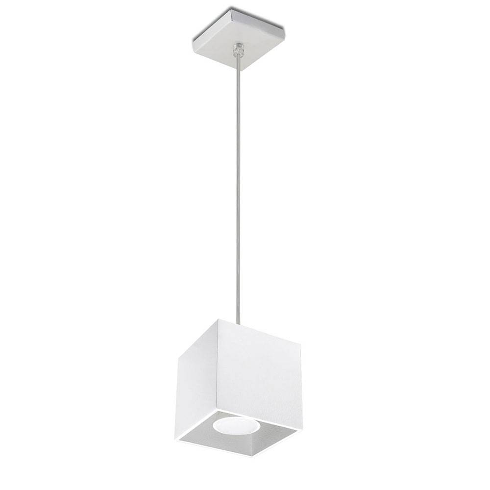 Pendelleuchte Zylinder Decken Pendelleuchte Esszimmer Lampen modern, Aluminium weiß, 1x GU10, LxH 10x80 cm, Wohnzimmer