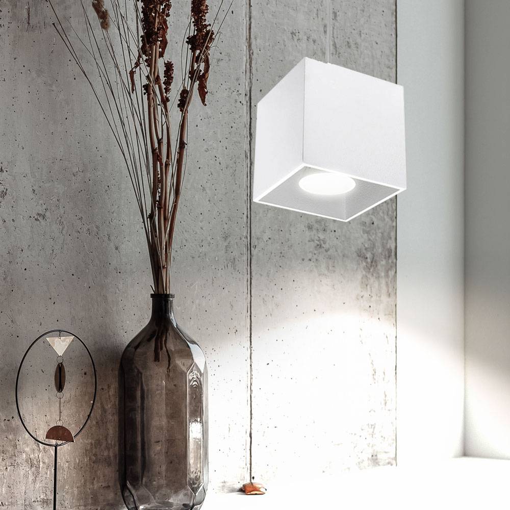 Pendelleuchte Zylinder Decken Pendelleuchte Esszimmer Lampen modern, Aluminium weiß, 1x GU10, LxH 10x80 cm, Wohnzimmer