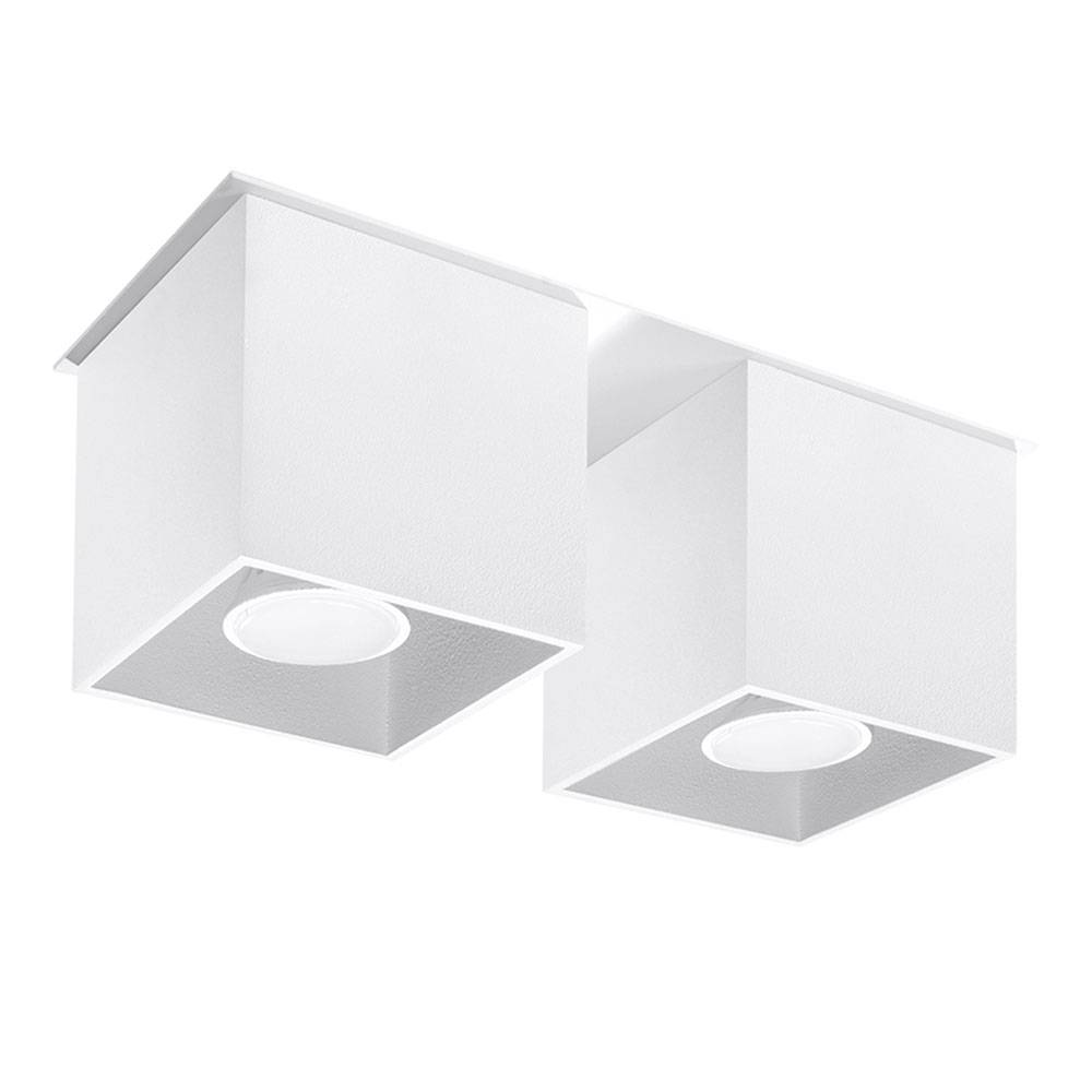 Deckenstrahler modern Designer Küchenlampen Strahler 2 flammig Aufbauleuchte weiß​, Aluminium, 2x GU10, LxH 26 x 11 cm