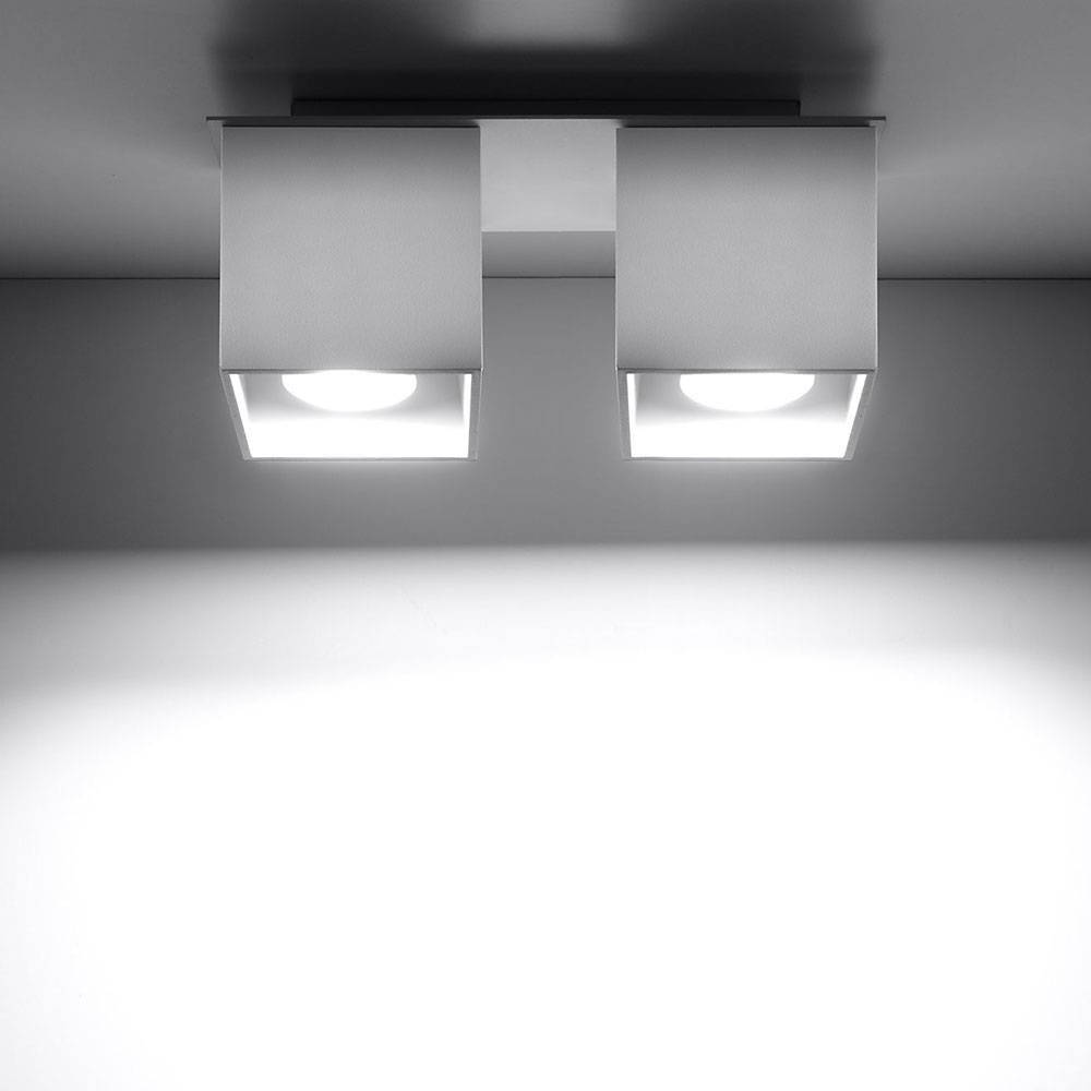 Deckenstrahler modern Designer Küchenlampen Strahler 2 flammig Aufbauleuchte weiß​, Aluminium, 2x GU10, LxH 26 x 11 cm