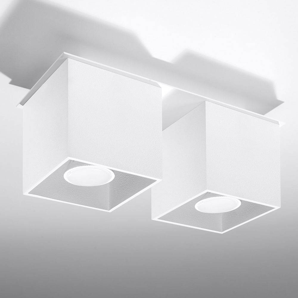 Deckenstrahler modern Designer Küchenlampen Strahler 2 flammig Aufbauleuchte weiß​, Aluminium, 2x GU10, LxH 26 x 11 cm