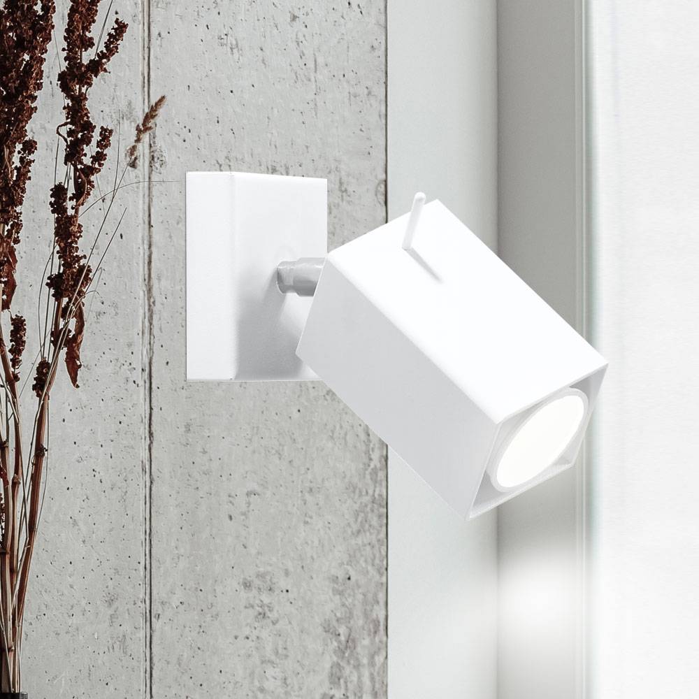 Wandspot weiß Wandstrahler Innen Wandleuchte Spot Wandlampe, schwenkbar, 1x GU10, LxH 10x15 cm