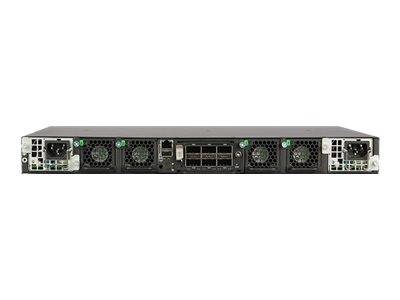 Frontansicht eines Rack-Mount-Server-Gehäuses mit mehreren Kühlüftern und Netzwerk-/Erweiterungsanschlüssen auf weißem Hintergrund.