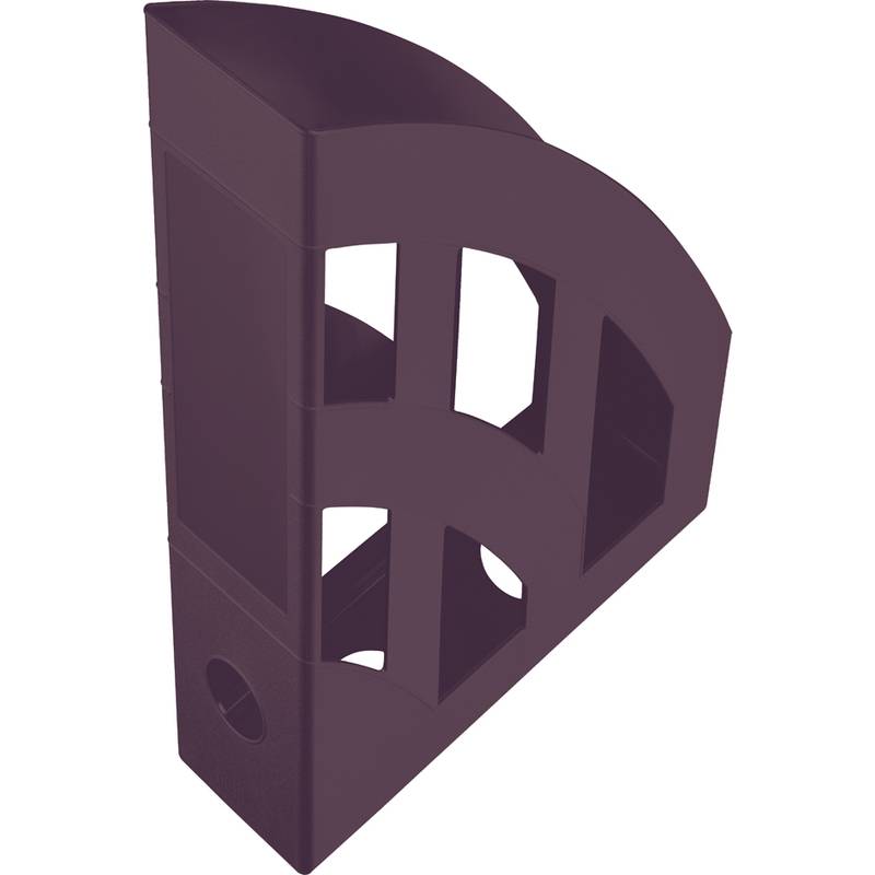 Eine 3D-gerenderte Form, die einem stilisierten Buchstaben 'B' ähnelt, mit geometrischen Aussparungen und einer dunklen Violettfarbe.