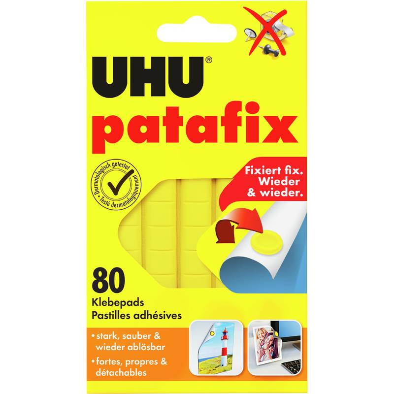 UHU Klebepads patafix, wieder ablösbar, gelb