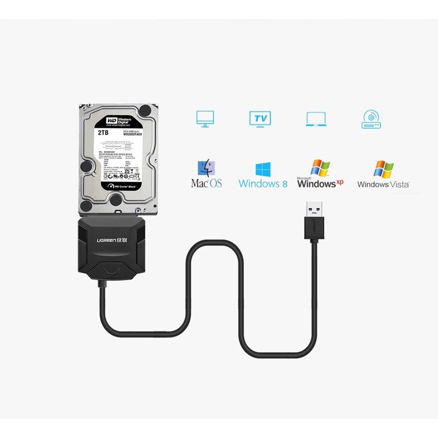 Ugreen Festplattenadapter Adapter HDD SSD USB 3.0 - SATA schwarz (20611)