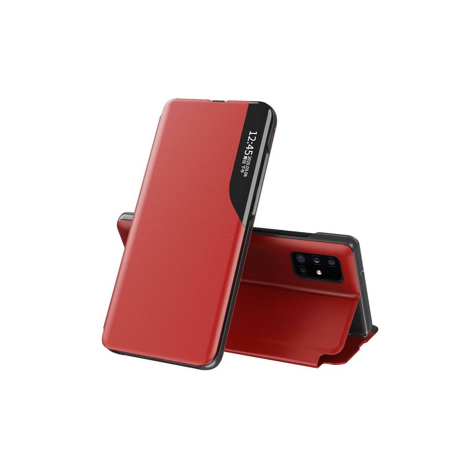 Eco Leather View Case Buch Tasche Leder Handyhülle aufklappbare Hülle Standfunktion für Xiaomi Redmi 9C Rot