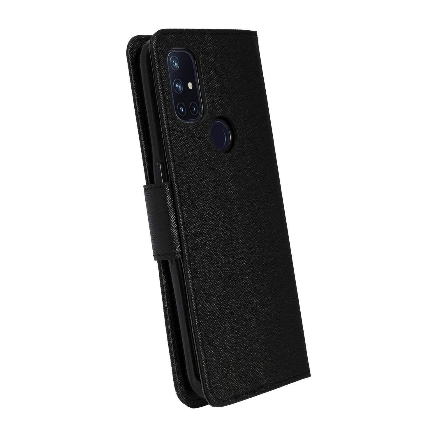 Buch Tasche "Fancy" für OnePlus Nord N10 Handy Hülle Etui Brieftasche Schutzhülle mit Standfunktion, Kartenfach Schwarz