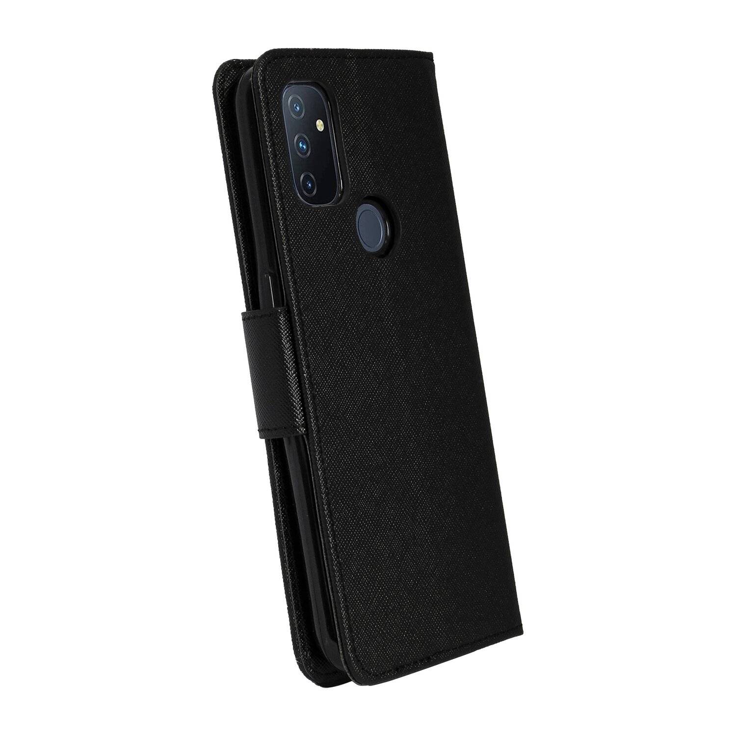 Buch Tasche "Fancy" für OnePlus Nord N100 Handy Hülle Etui Brieftasche Schutzhülle mit Standfunktion, Kartenfach Schwarz