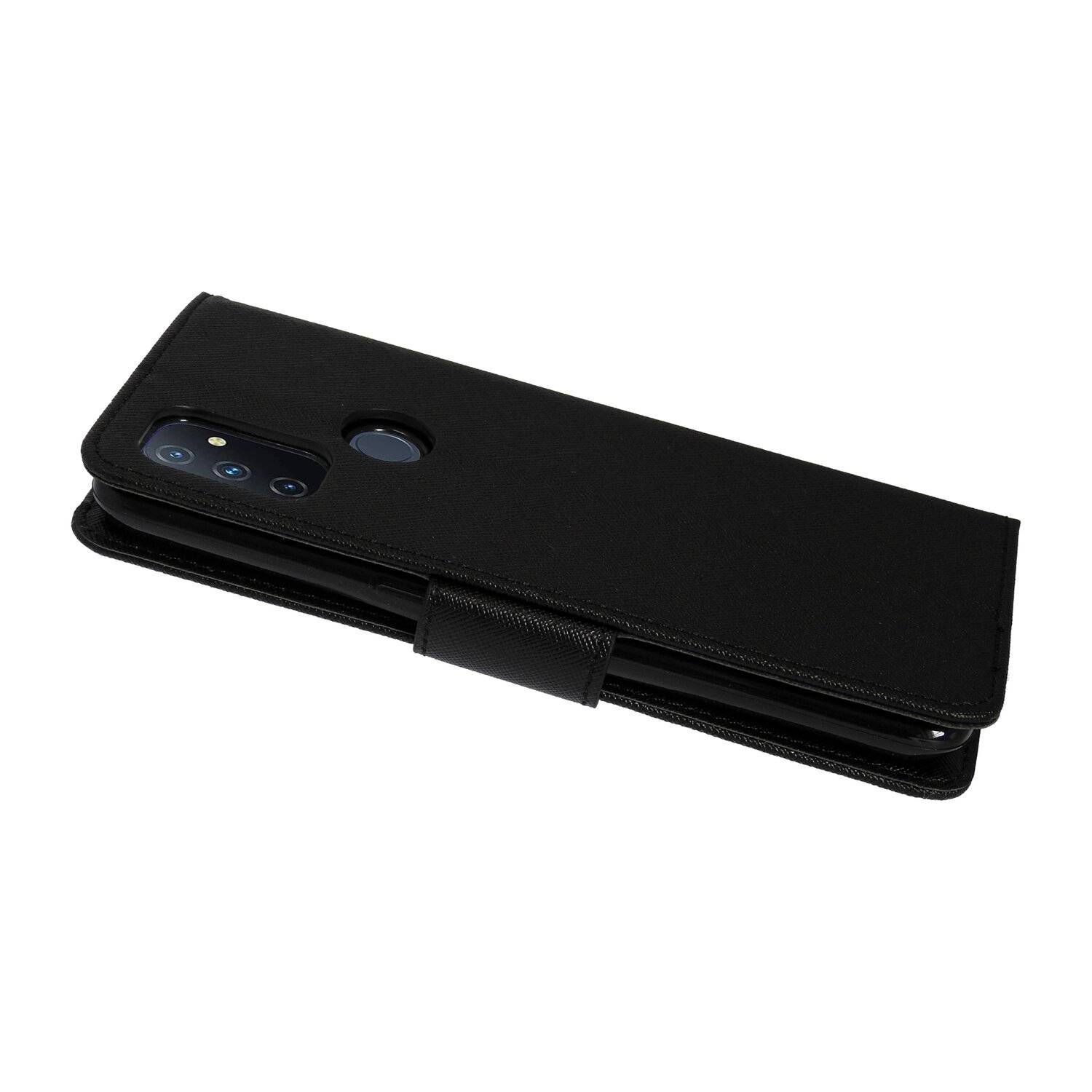 Buch Tasche "Fancy" für OnePlus Nord N100 Handy Hülle Etui Brieftasche Schutzhülle mit Standfunktion, Kartenfach Schwarz